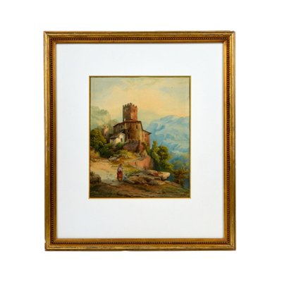 Rizzoni, Italian Mountain Landscape, 19th Century, Watercolor-WMV-1310483