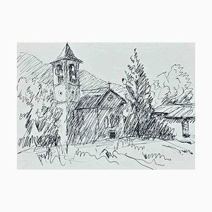 Robert Fontene, The Church, Original Pen Drawing, Mid-20th Century-ZCI-1403431