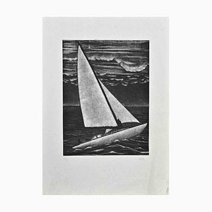 Robert Naly, Boat, Mezzotint Print, Mid 20th Century-ZCI-1788831