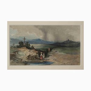 Robert Werner, Roman Countryside, Ink & Watercolor, Early 20th Century-ZCI-1788590