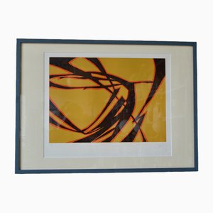 Robert Wogensky, Orange & Black Composition, 1970s, Lithograph, Framed-AIU-1789206