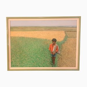 Roberto Balajadia, Child Walking at Dawn on the Field, 1982, Oil on Canvas-TCS-1166554