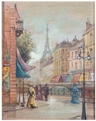 Roberto Regalier, Paris et la Belle Epoque, Pastel Drawing, 20th Century-ZCI-1775982