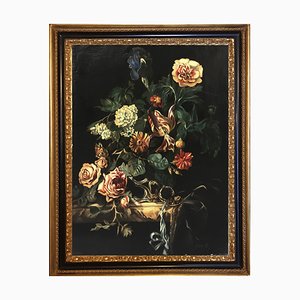 Roberto Suraci, Still Life Painting of Flowers, Oil on Canvas, Framed-YUW-1299428