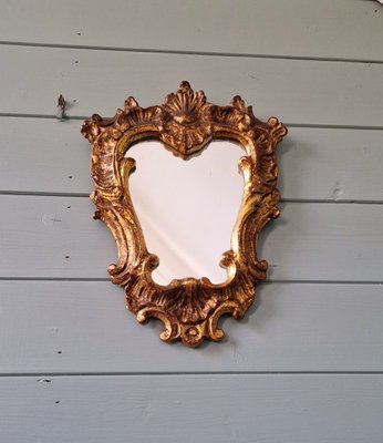 Rocaille Style Mirror in Gilded Stucco, Late 19th Century-FAX-2040453