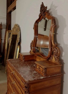 Rocaille Style Walnut Psyche Chest of Drawers from Maison Guinand-Le Glas, 1900s-RVK-1435845