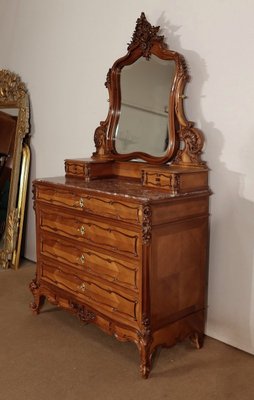 Rocaille Style Walnut Psyche Chest of Drawers from Maison Guinand-Le Glas, 1900s-RVK-1435845