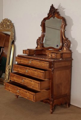 Rocaille Style Walnut Psyche Chest of Drawers from Maison Guinand-Le Glas, 1900s-RVK-1435845