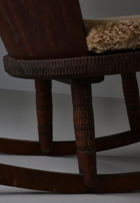 Rocking Chair in Sheepskin & Pine from Svensk Hemslöjd, Sweden, 1920s-WRF-1782258