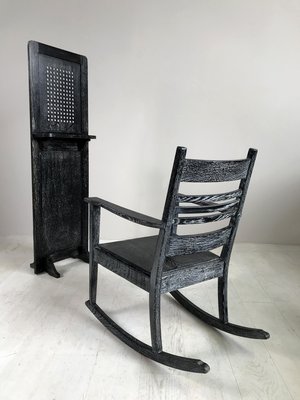 Rocking Chair & Travel Confessional from Baker and Co, 1930s, Set of 2-FQ-748743