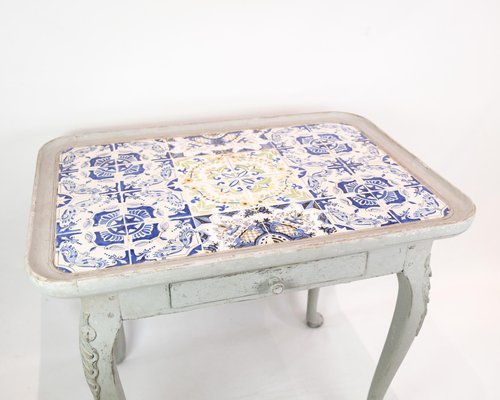 Rococo Grey Painted Tiled Table, 1780s-UY-1816960