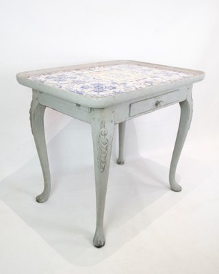 Rococo Grey Painted Tiled Table, 1780s-UY-1816960