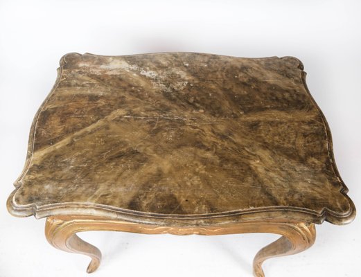 Rococo Revival Side Table with Marble Table Top and Frame of Gilded Wood, 1860s-UY-1005729