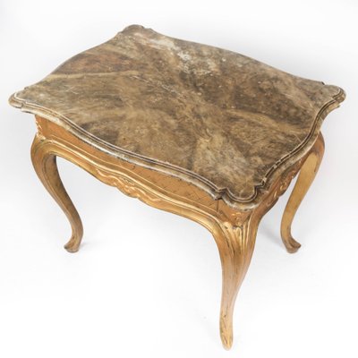 Rococo Revival Side Table with Marble Table Top and Frame of Gilded Wood, 1860s-UY-1005729