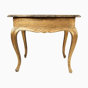 Rococo Revival Side Table with Marble Table Top and Frame of Gilded Wood, 1860s-UY-1005729