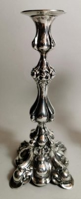 Rococo Style Italian Silver Candleholders, 1950s, Set of 2-QRS-713807