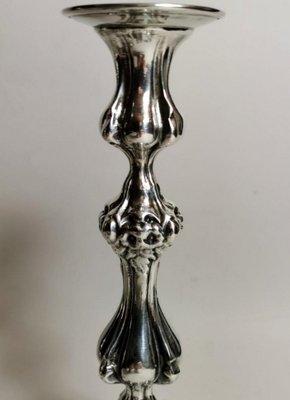 Rococo Style Italian Silver Candleholders, 1950s, Set of 2-QRS-713807