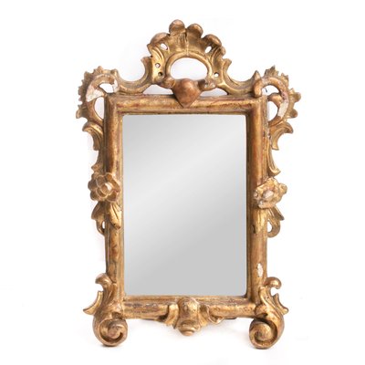 Rococo Wood Gilded Mirror with Rocaille Ornament, 18th-Century-FSD-1195719