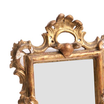 Rococo Wood Gilded Mirror with Rocaille Ornament, 18th-Century-FSD-1195719