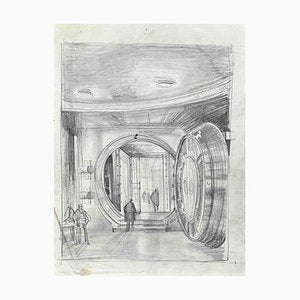 Roger Clamagirand, The Caveau, Drawing in Pencil, Mid 20th-Century-ZCI-1266702