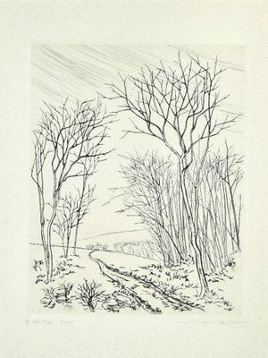 Roland Brudieux, Winter, Original Etching, Mid 20th Century-ZCI-808380