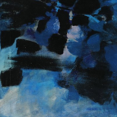 Rolf Hans, Blau-Grau-Blau, 1962, Oil on Canvas-QFT-1747164