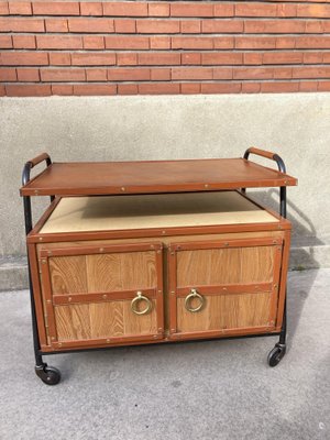 Rolling Cabinet in Leather by Jacques Adnet-VRR-1077427