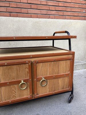 Rolling Cabinet in Leather by Jacques Adnet-VRR-1077427