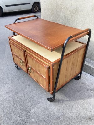 Rolling Cabinet in Leather by Jacques Adnet-VRR-1077427