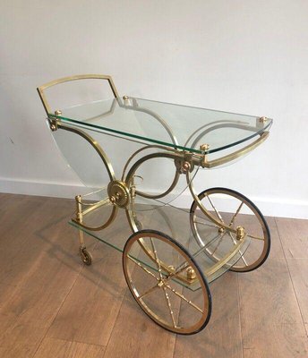 Rolling Table in Brass & Glass from Maison Baguès-BA-1365504