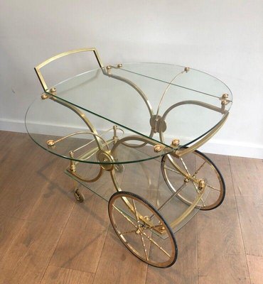 Rolling Table in Brass & Glass from Maison Baguès-BA-1365504