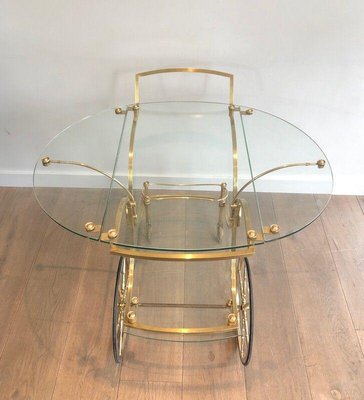 Rolling Table in Brass & Glass from Maison Baguès-BA-1365504