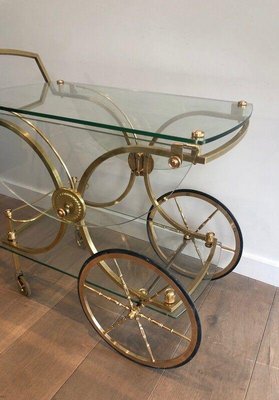 Rolling Table in Brass & Glass from Maison Baguès-BA-1365504