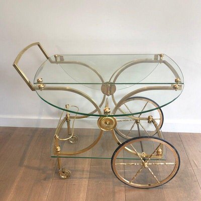 Rolling Table in Brass & Glass from Maison Baguès-BA-1365504