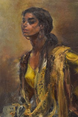 Roma Girl, Mid-20th Century, Oil on Canvas, Framed-AOI-1106959