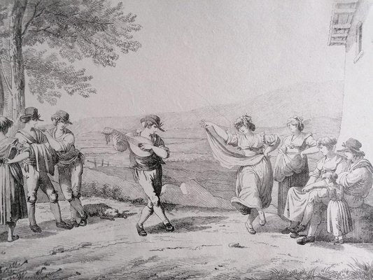 Roman Dances and Songs Charcoal and Pencil Drawing, 19th Century-ZCI-786873