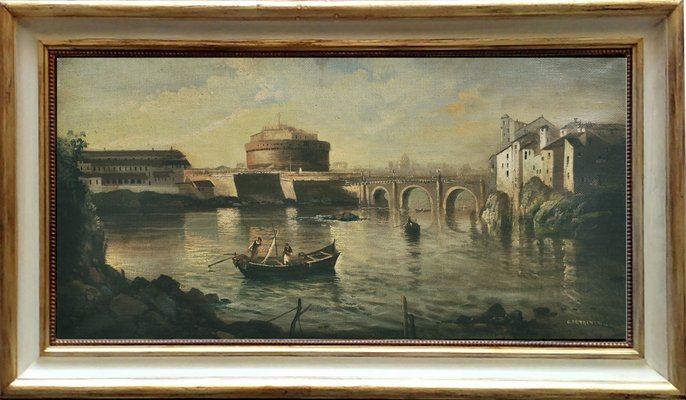 Roman Lanscape Painting, Italian School, Oil on Canvas, Framed-YUW-1299963