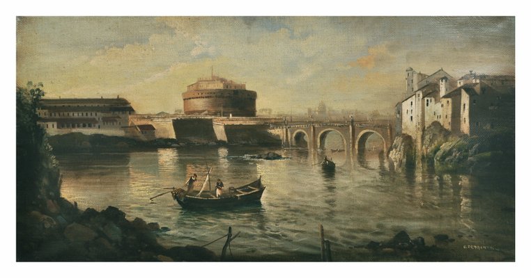 Roman Lanscape Painting, Italian School, Oil on Canvas, Framed-YUW-1299963