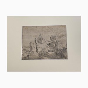 Roman Ruins, Pencil On Cardboard, 18th Century-ZCI-802971