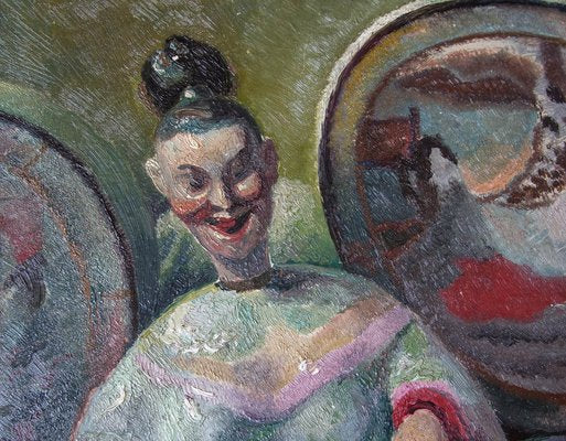 Roman Szlucha, Ningyō, 1950s, Oil on Cardboard, Framed-FSD-1311893