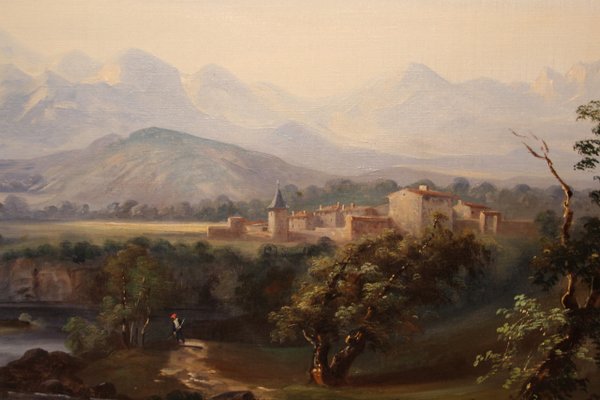 Romantic Landscape, 1800s, Oil on Canvas, Framed-KMQ-1449666