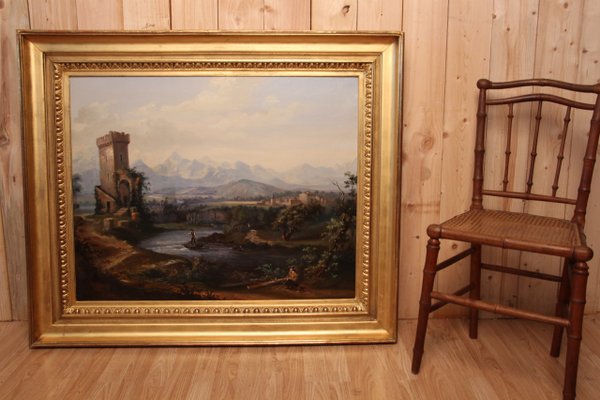 Romantic Landscape, 1800s, Oil on Canvas, Framed-KMQ-1449666