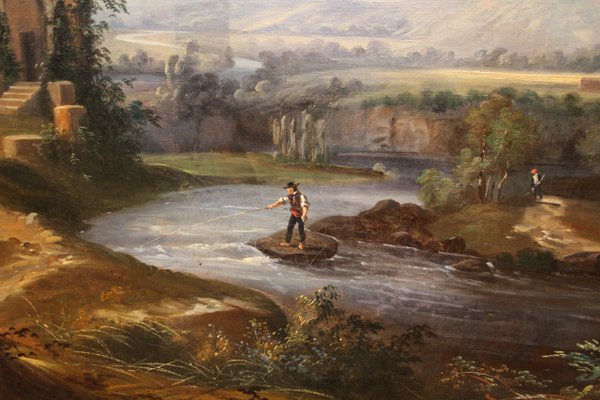 Romantic Landscape, 1800s, Oil on Canvas, Framed-KMQ-1449666