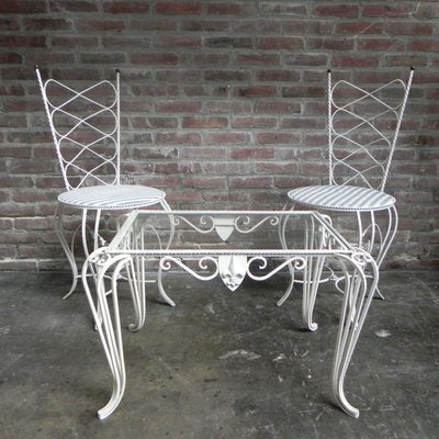 Romantic Style Bedroom Table & Chairs, 1960s, Set of 3-TL-738850