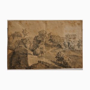 Rome, The Countryside- Original China Ink Drawing by Jan Pieter Verdussen - 1742 1742-ZCI-759668