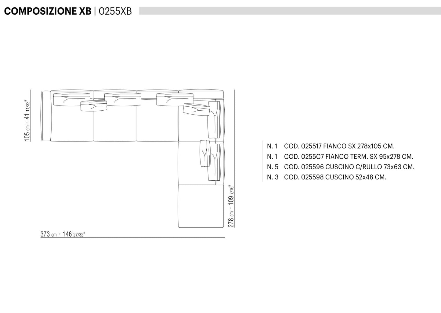 ROMEO Sectional Sofas 패브릭 Cat.Super