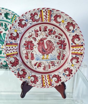 Rooster Dinner Plates by Deruta Italy, 1990s, Set of 6-FO-1406718