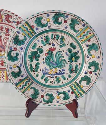 Rooster Dinner Plates by Deruta Italy, 1990s, Set of 6-FO-1406718