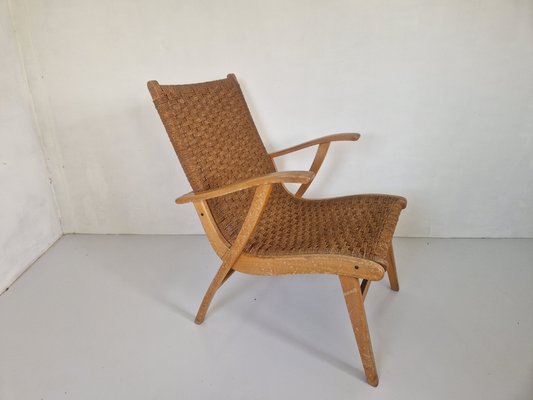 Rope and Beech Wood Easy Chair by Bas Van Pelt for Vroom & Dreesman, 1950s-DGW-2032201