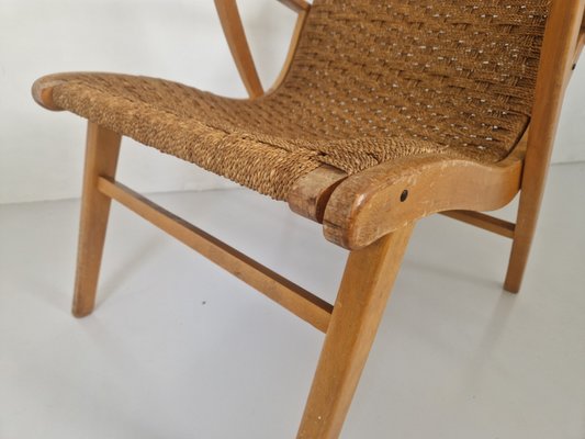 Rope and Beech Wood Easy Chair by Bas Van Pelt for Vroom & Dreesman, 1950s-DGW-2032201